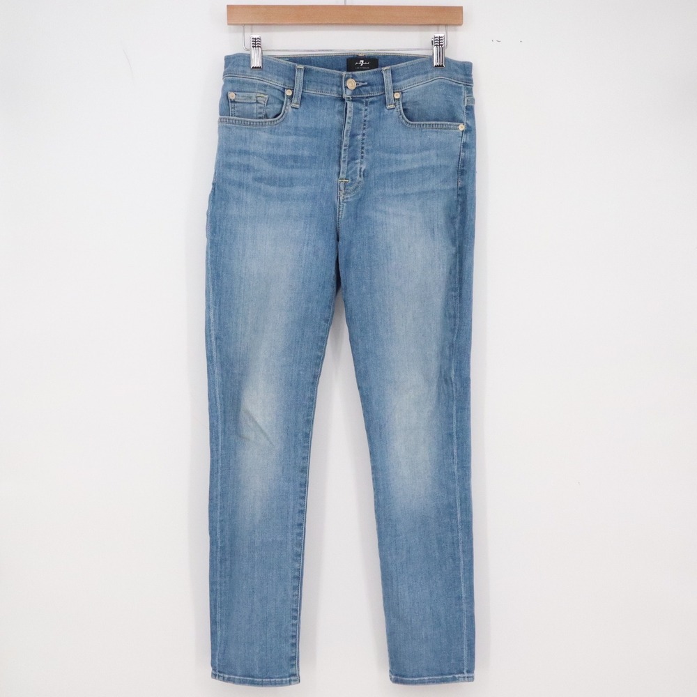 7 For All Mankind Jeans Womens 27 Josefina Slim Boyfriend Light Blue Excellent